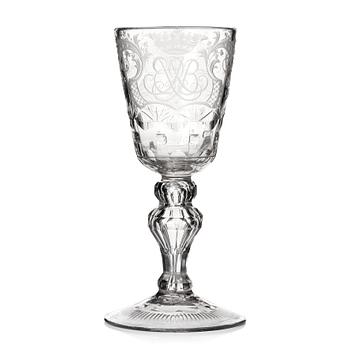 320. Praktpokal, glas, 1700-tal.