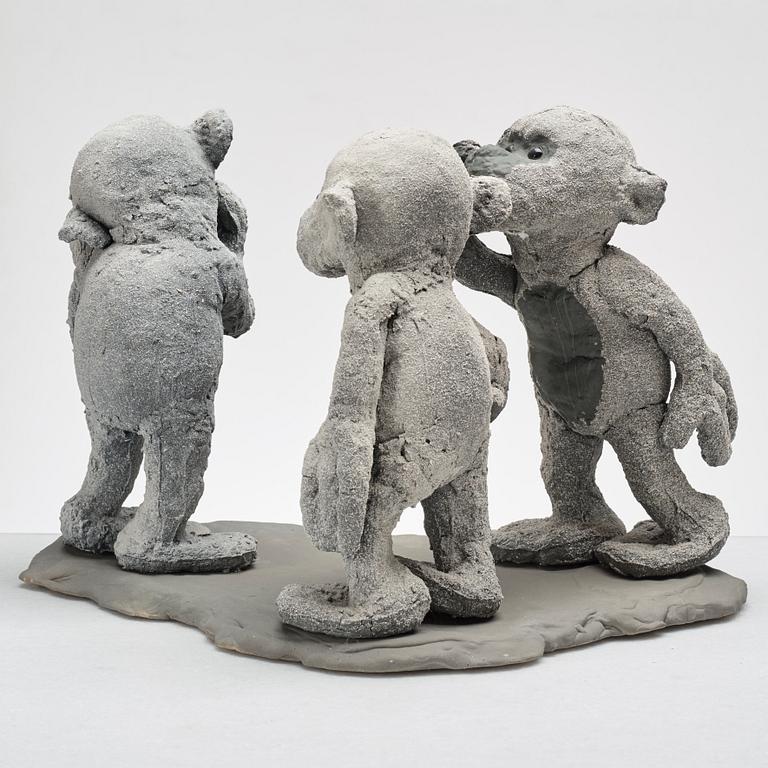 Mårten Medbo, a stoneware sculpture "Schoolyard Monkeys", signed and dated 2010.