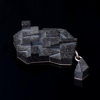 HANNA RYYNÄNEN, BROOCH, "Winter garden", diabase, silver, 2013.