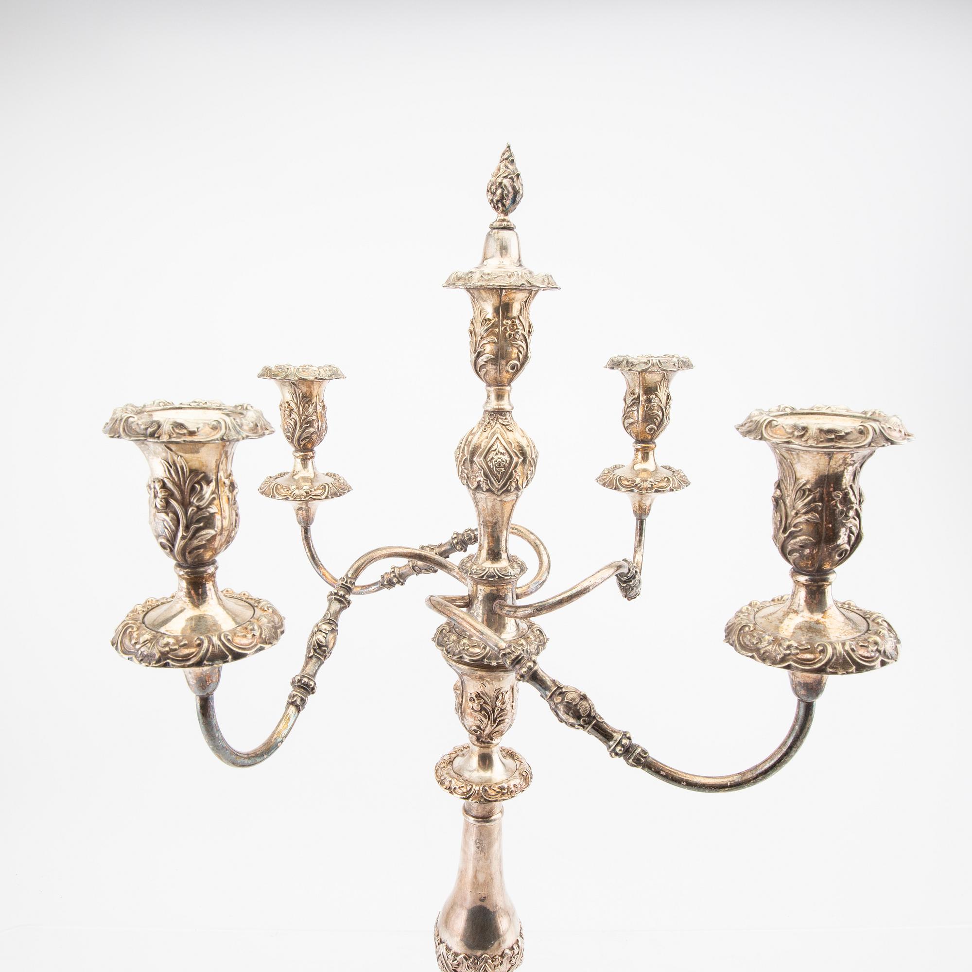 A pair of Ne Rococo epns candelabras mid 1800s.
