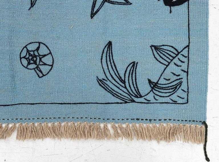 Rug, hand-embroidered Kelim, approx. 182 x 118 cm.