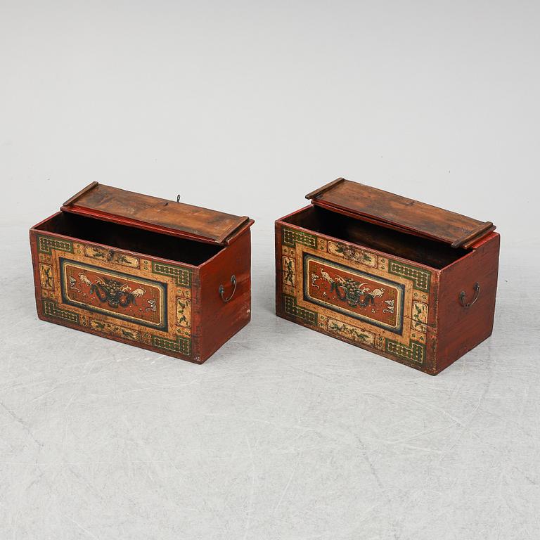 Two Chinese wooden cabinets, 20th century.