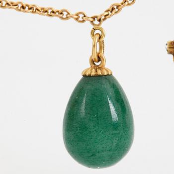 A FABERGÉ  GOLD Chain Necklace WITH 8 GOLD, ENAMEL ETC MINIATURE EASTER EGG PENDANTS, S.T PETERSBURG and 3 other.