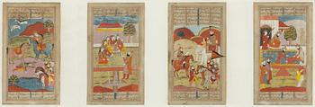 Figurscener, 4 st Mogul-stil, Iran Qajardynastin.