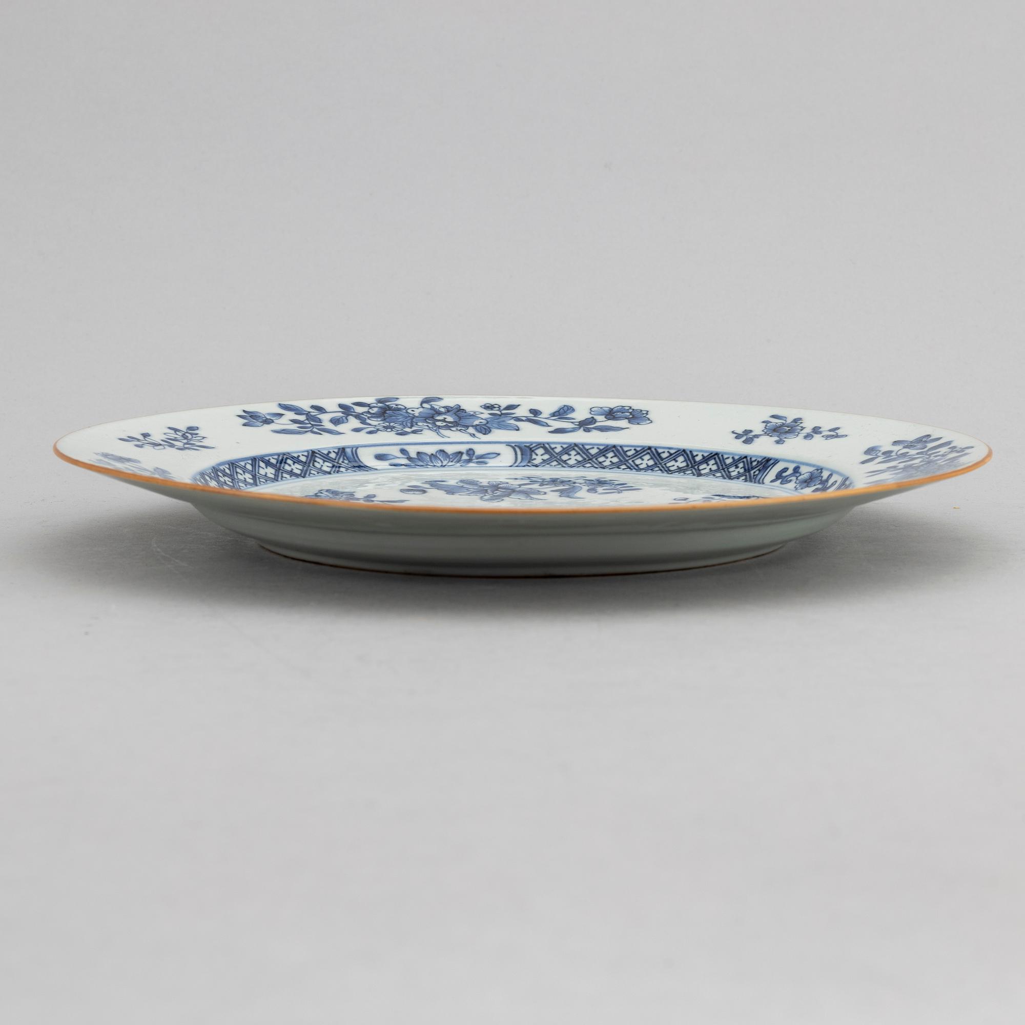 A Chinese blue and white dish, Qing dynasty, Qianlong (1736-95).