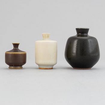 Berndt Friberg, a set of three stoneware vases, Gustavsberg studio, Sweden 1960's.