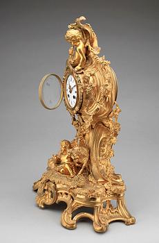 BORDSPENDYL, brons, Louis XV-stil, sent 1800-tal.