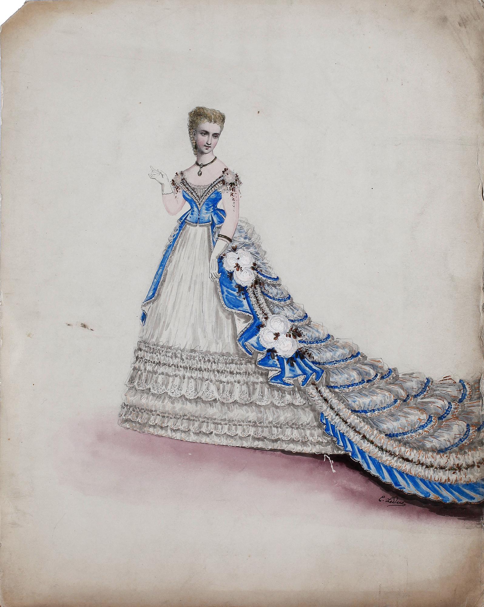 MODEPLANSCHER, 14 st, bla Ernest Leduc, 21 rue des Acacias, Montmartre, Paris 1800-talets andra hälft.