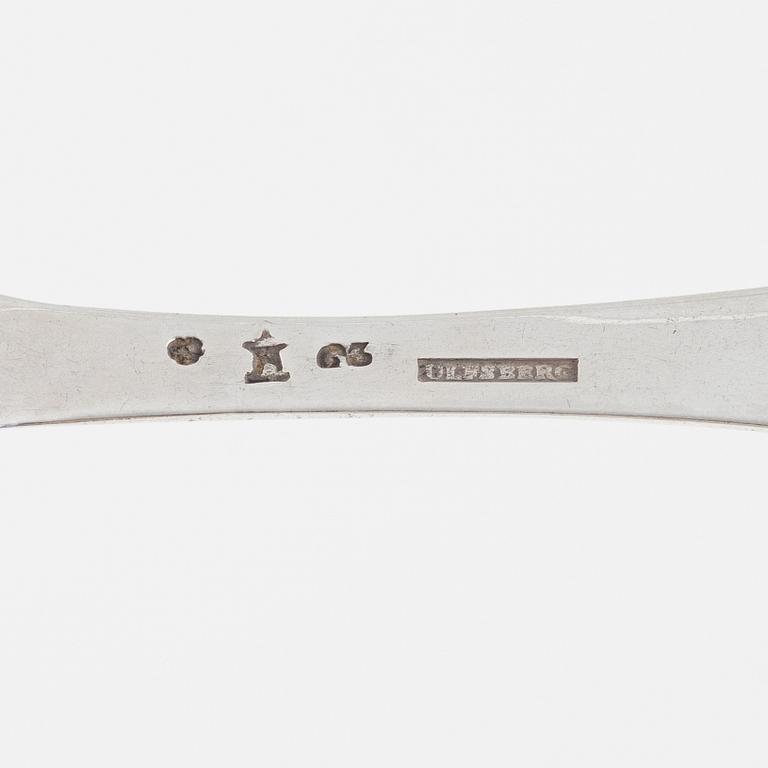 Skedar, 13 st, silver, bl.a. Gustaf Folcker, Stockholm 1825.