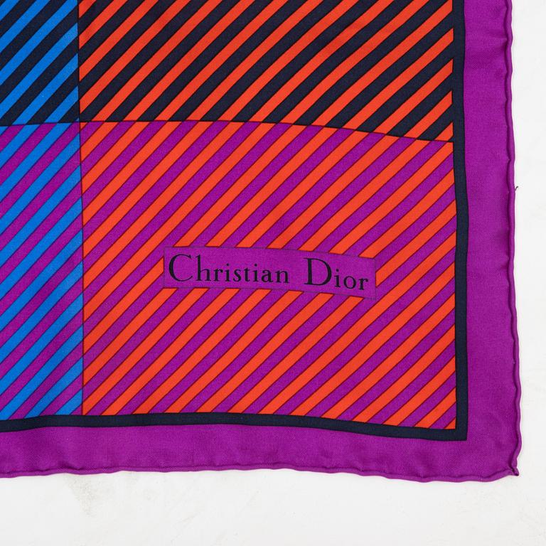 Christian Dior, a set of three silk scarves.