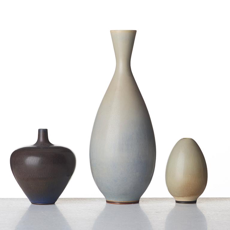 Berndt Friberg, vaser, 3 st, Gustavsbergs studio 1953-61.