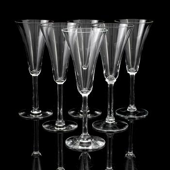 Six champagne glasses, glass, Finland, second half of the 20th century.