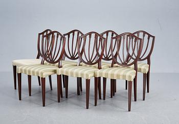 MATBORD samt STOLAR 7 st, Hepplewhite-stil, 1900-talets andra hälft.