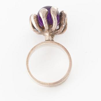 Ring, Stigbert, silver with amethyst ball. 1970.