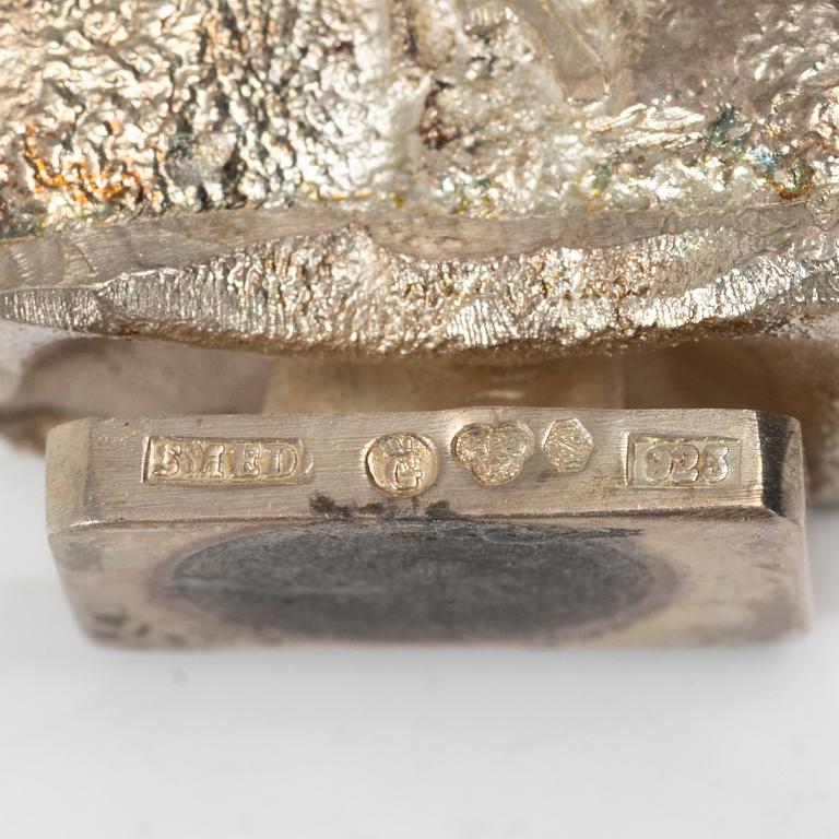 Lars Arby, a stamp and two small sculptures, silver, Gothenburg, Sweden.