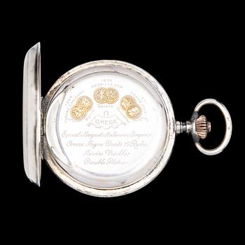 FICKUR, silver, Omega kronograf, omkr 1890-tal.