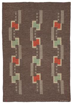 585. CARPET. Flat weave. 203,5 x 139,5 cm. Signed B Grahn.