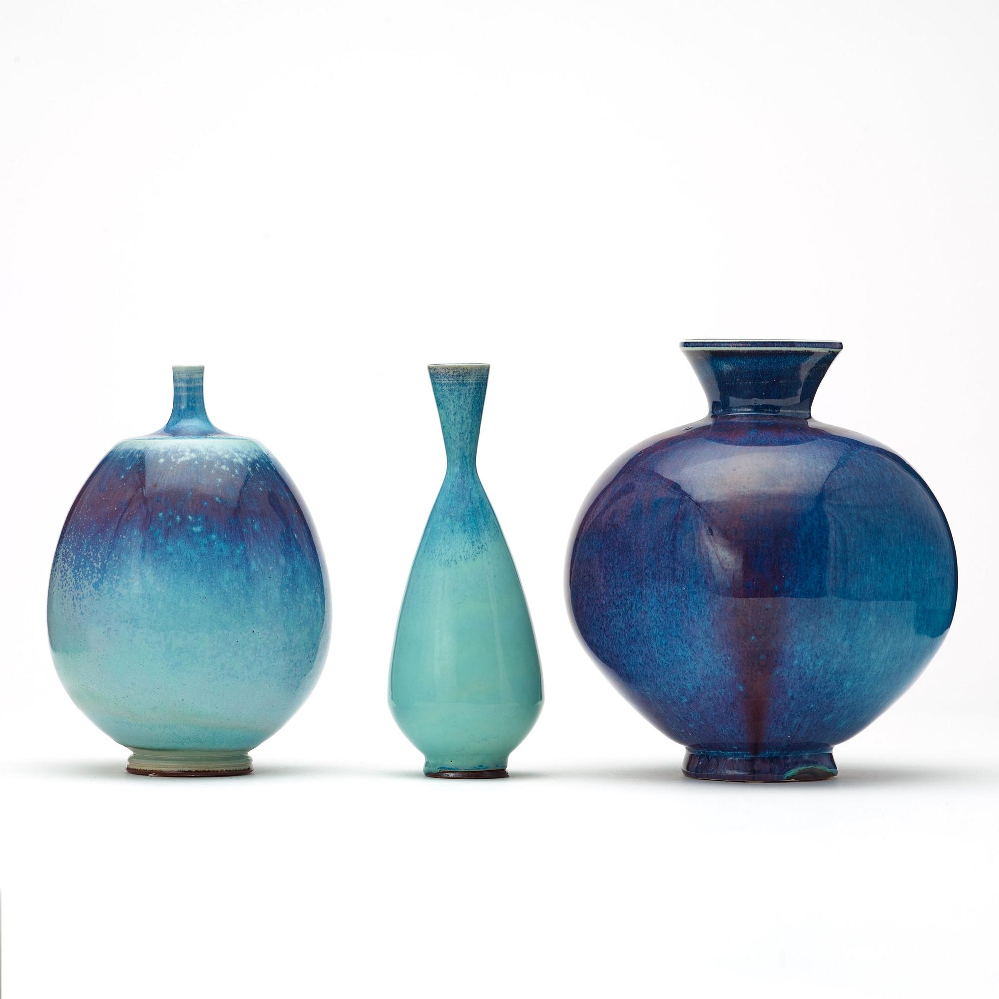 Berndt Friberg, vaser, 3 st, Gustavsbergs Studio 1971-75.