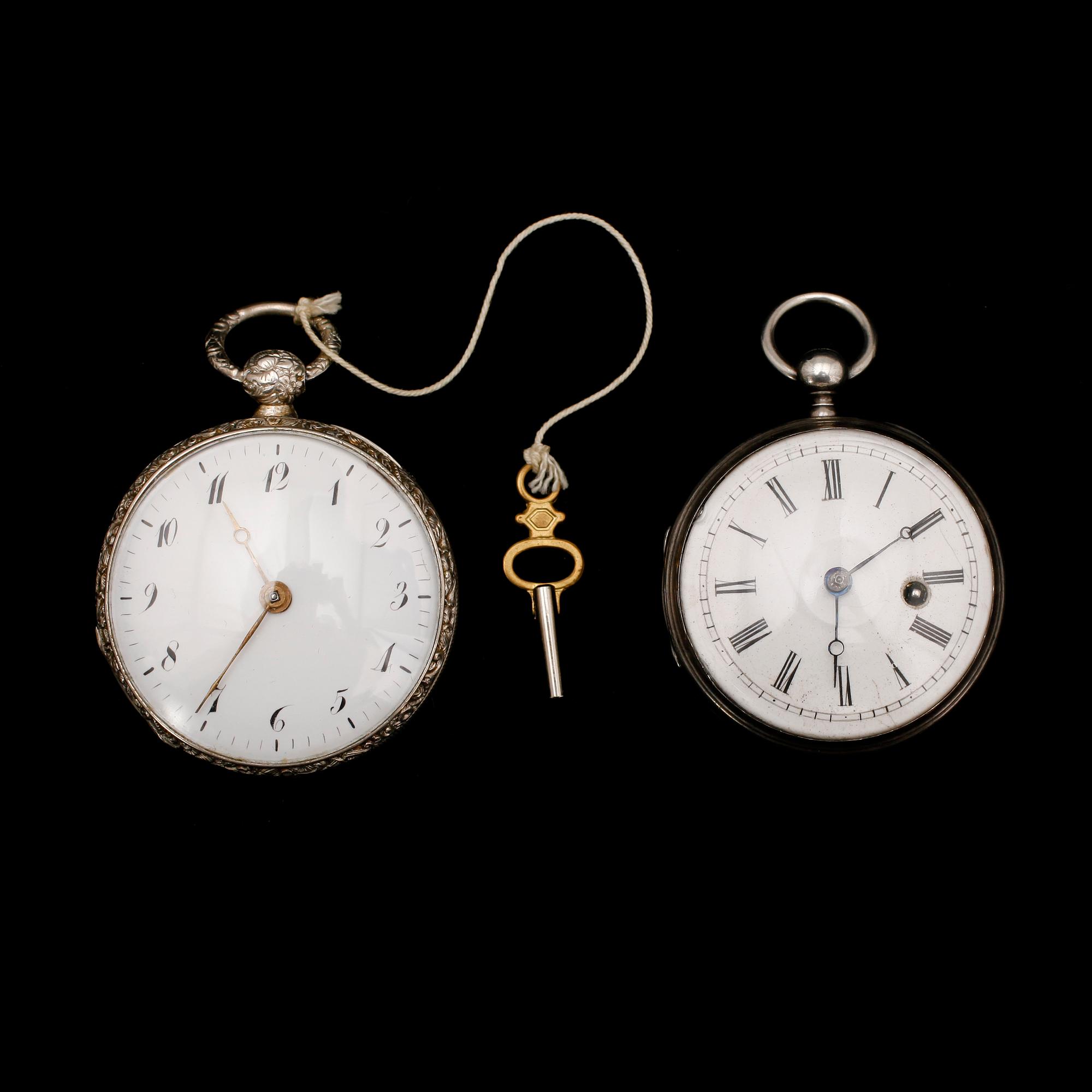 SPINDELUR SAMT FICKUR, silver, bl a Th Lundqvist, Stockholm, No 273, 1800-tal.