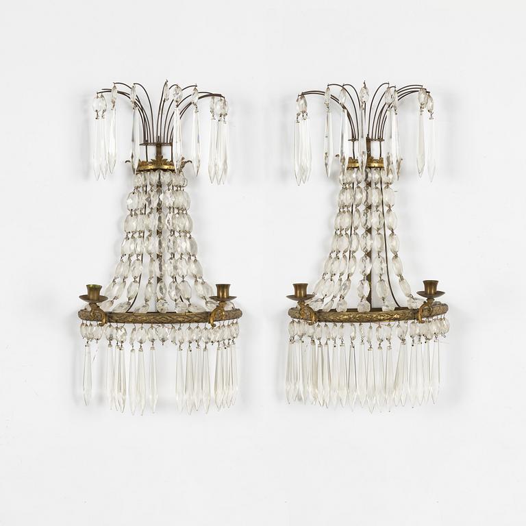 A pair of Gustavian style wall sconces, early 20th Century.