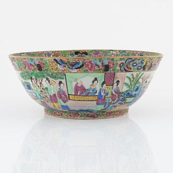 A porcelain punch bowl, Qing dynasty, Canton, China, 19th Century.