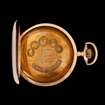 FICKUR, 14k guld, Ancre, omkring sekelskiftet 1900.