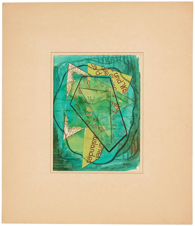 CO Hultén, collage and watercolour, signed and executed 1938.