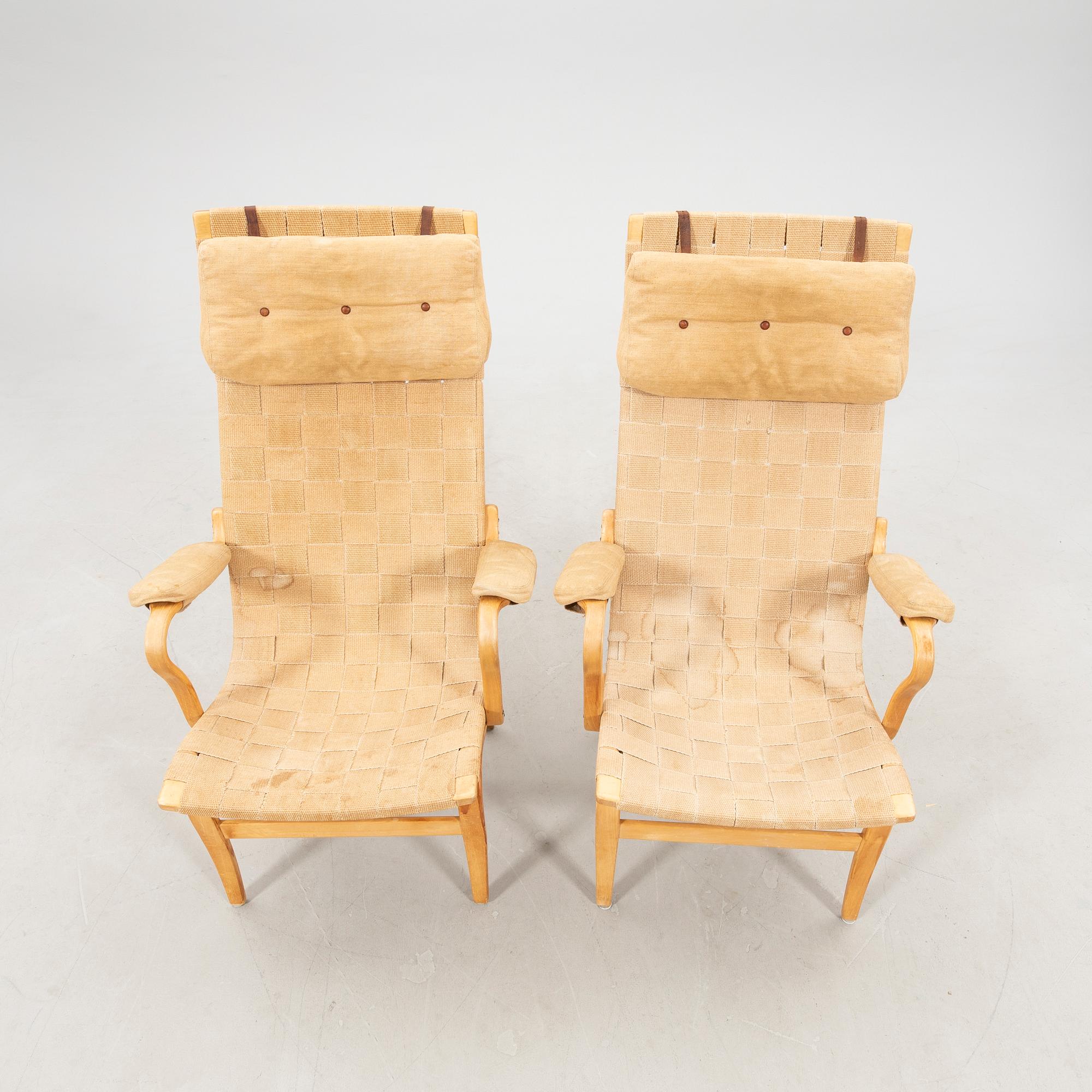 Bruno Mathsson, karmstolar ett par "Eva hög" 1900-talets senare del.