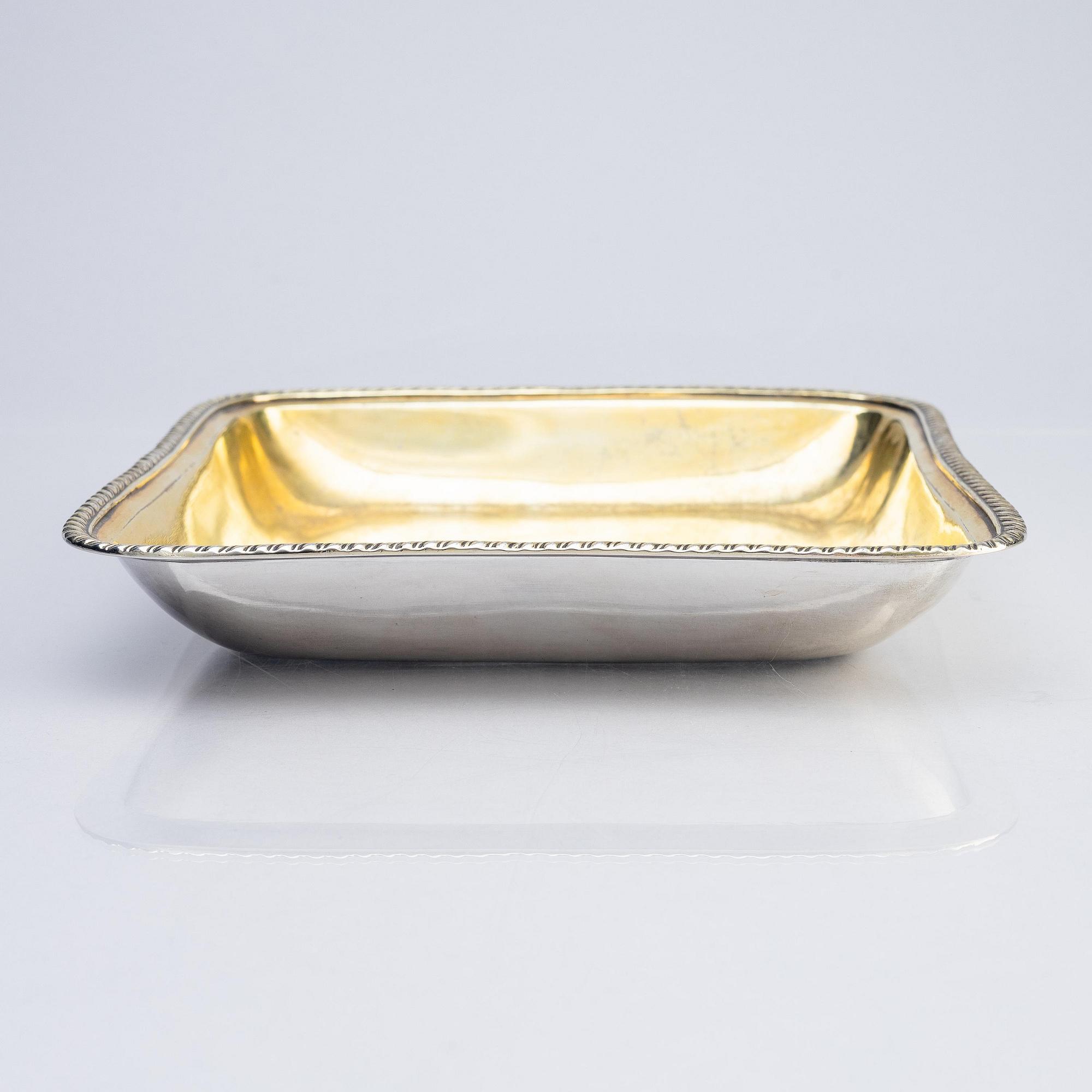 A Swedish parcel-gilt silver dish, mark of Johan Petter Grönvall, Stockholm 1829.