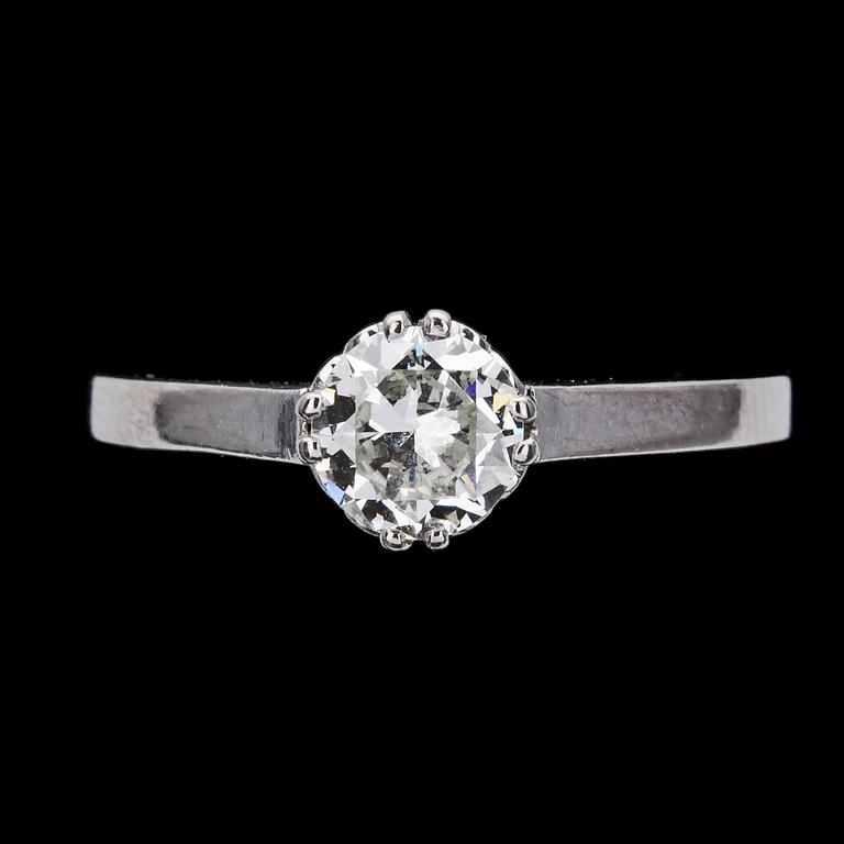 RING, brilliant cut diamond, older cut, app. 0.80cts.