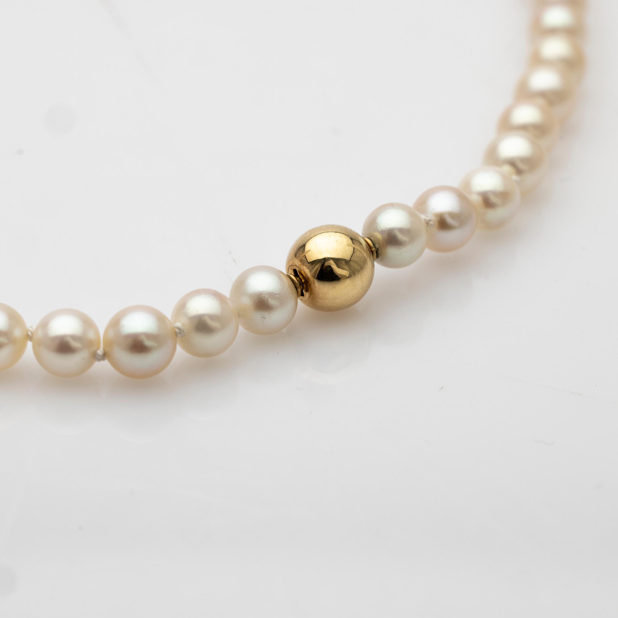 Pearl necklace, clasp in 18k gold.