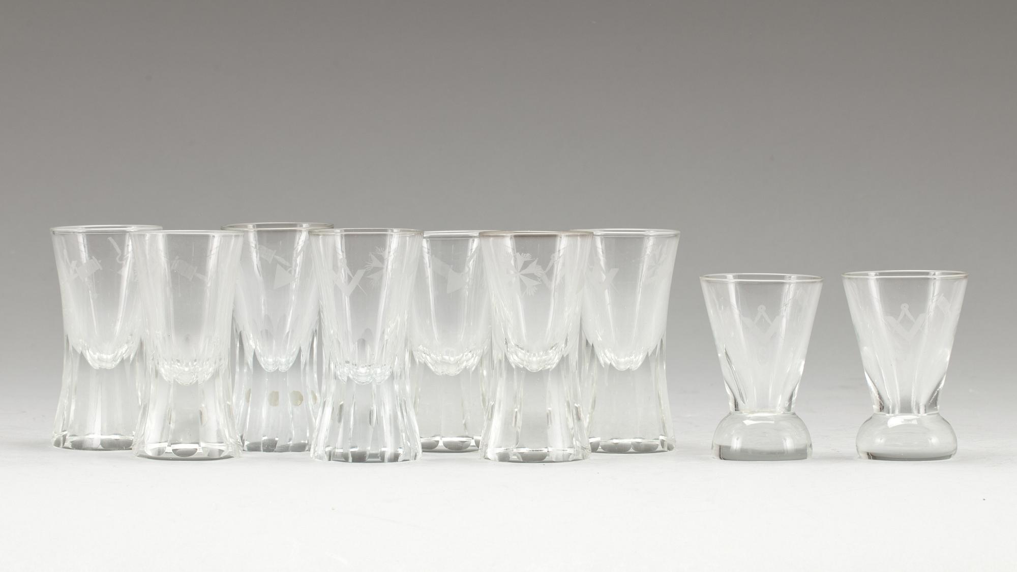 FRIMURARGLAS, glas, 7+2 st, 1900-tal.