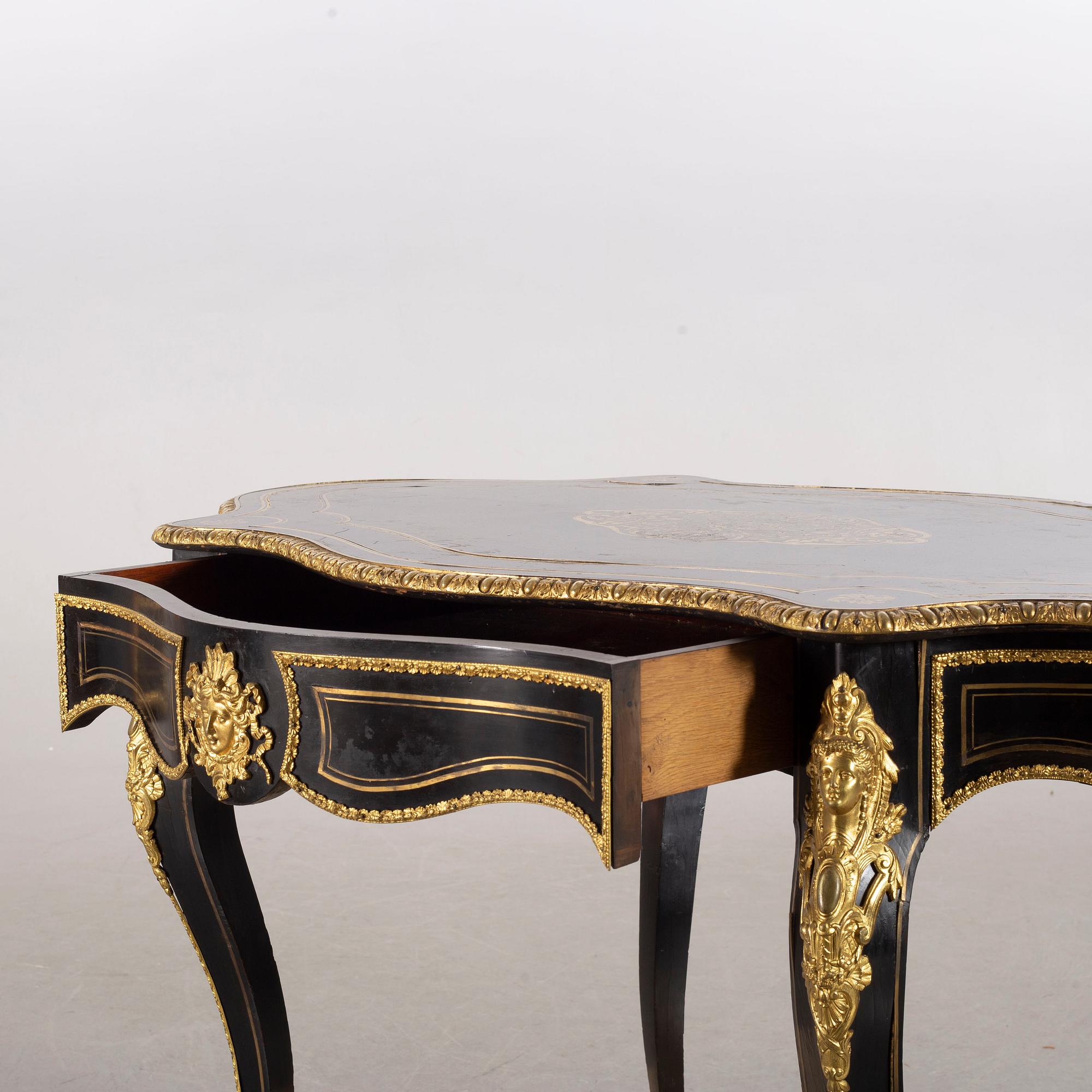 SKRIVBORD, boulle-stil, 1800-talets andra hälft.