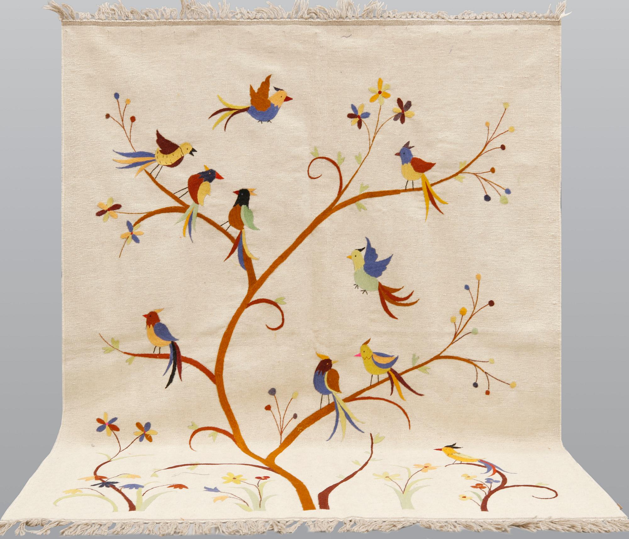 An embroided oriental flat weave carpet, circa 225 x 175 cm.