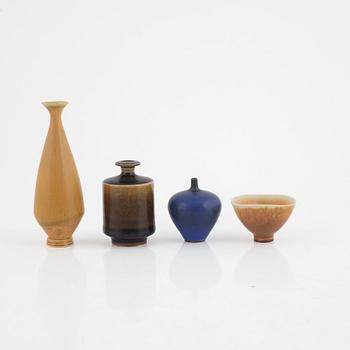 Berndt Friberg, three vases and a bowl, Gustavsbergs studio.
