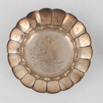 A silver tea caddie and bowl, China, 19th-20th century.