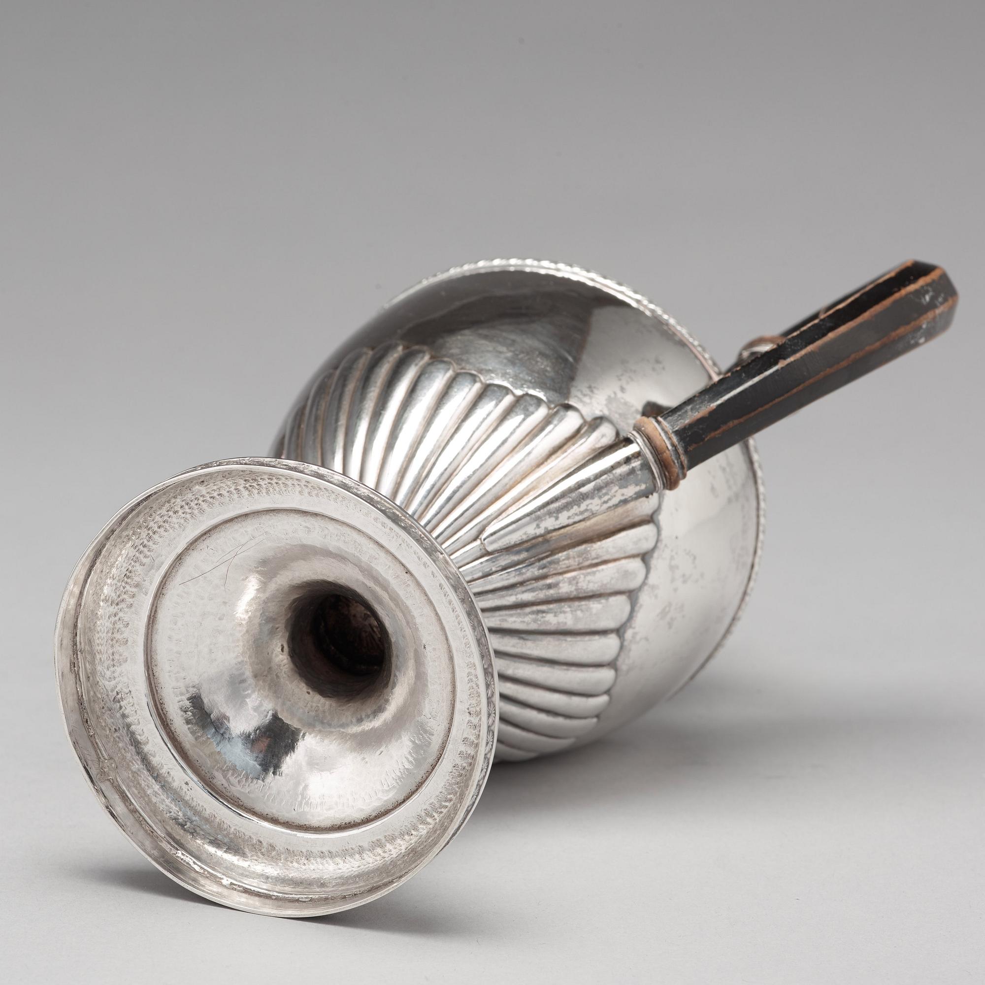 A Finnish empire silver coffeepot mark of Olof Robert Lundgren, Åbo (1821-1882) engraved date 1840.