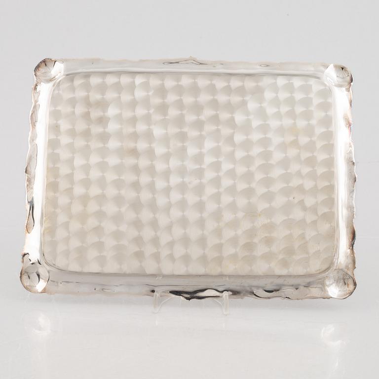 A Swedish silver tray, marks of GEWE, Malmö 1977.