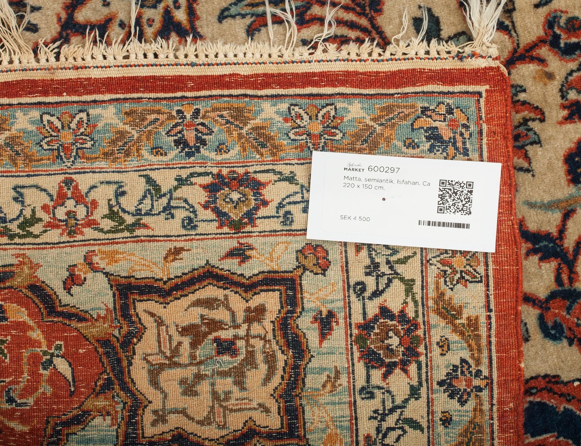 Matta, semiantik, Isfahan. Ca 220 x 150 cm.