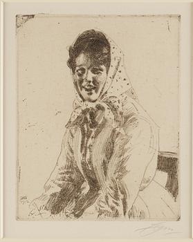 ANDERS ZORN, etching, 1912, signed in pencil.
