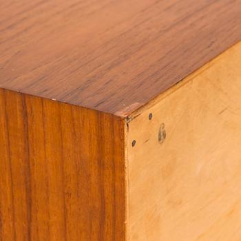 Kai Kristiansen, a teak veneered chest of drawers, FM mobler, Denmark, mid 20th century.