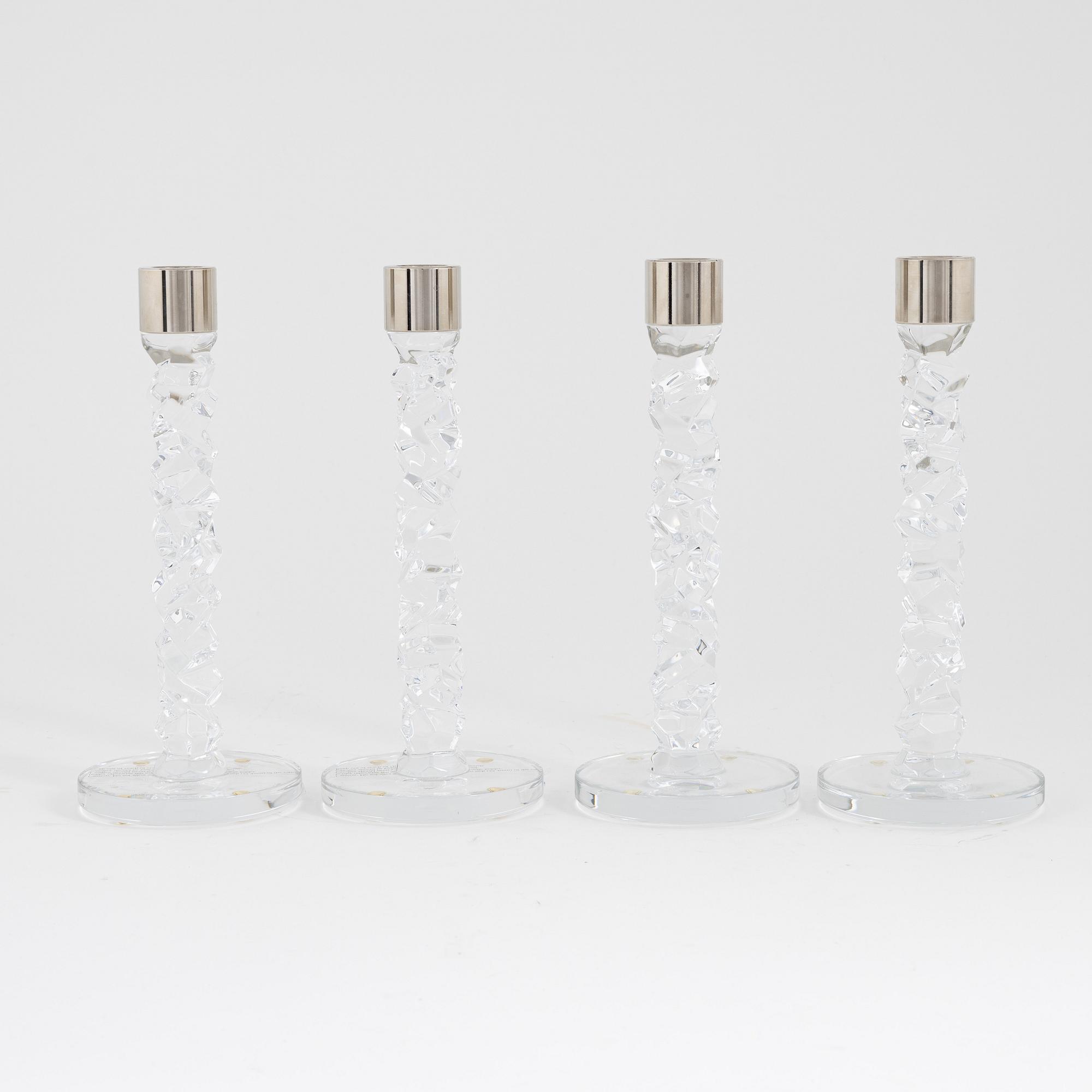 Lena Bergström, a group of four 'Carat' candlesticks, Orrefors.