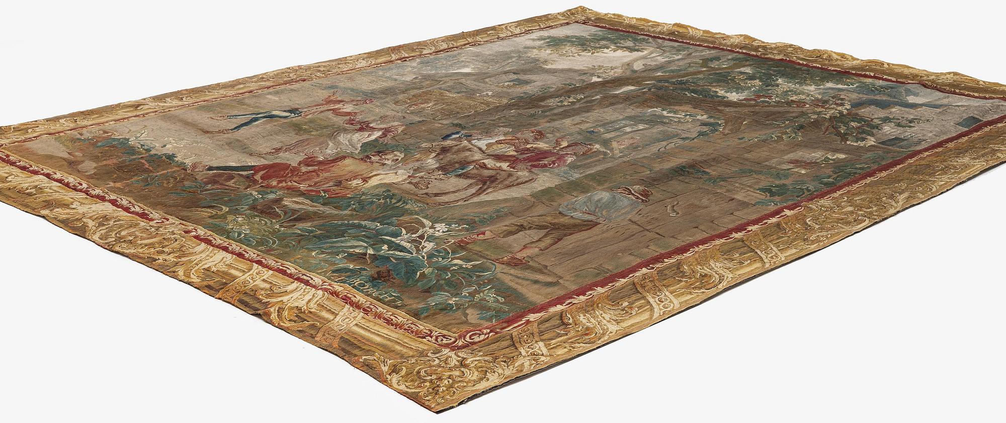 Jacob van der Borcht, vävd tapet, "Kermess" gobelängteknik ca 337 x 278 cm, Bryssel, Flanderna, signerad I. V. D BORCHT & Bryssels stadsmärke.