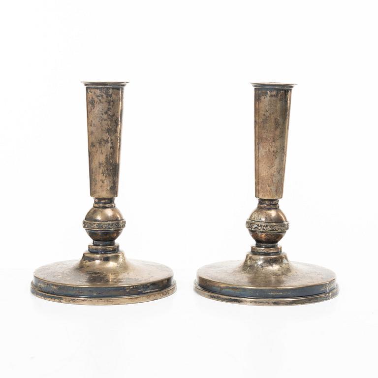 A pair of silver candelabra, MGAB, Uppsala 1951.