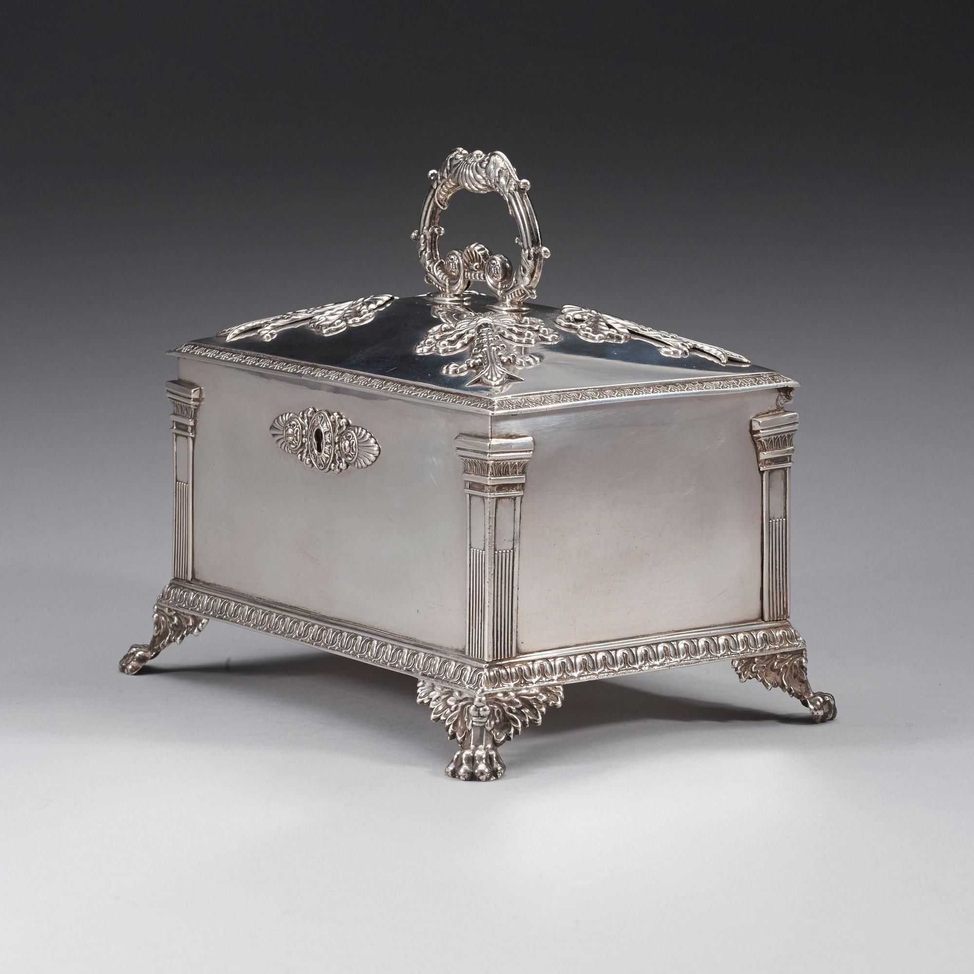 A Swedish 19th century silver sugar-casket, marks of Adolf Zethelius, Stockholm 1828.