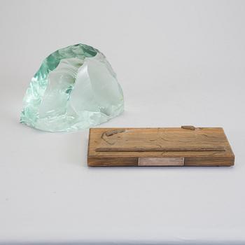 SKULPTUR, "Isberg", glas, Vicke Lindstrand, Kosta, 1900-talets mitt/andra hälft.