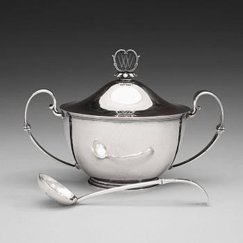 591. An Atelier Borgila sterling tureen with a sugar spoon, Stockholm 1935.