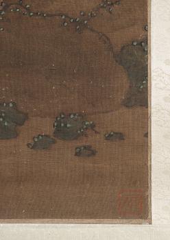 RULLMÅLNING, landskap målat i Song-stil, Qingdynastin, troligen 17/1800-tal.