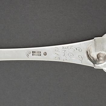 a silver fork and spoon for Holger Kyster in Denmark, 1910s.