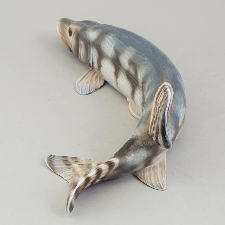 OTTMAR OBERMAIER, a porcelain figurine of a pike, Rosenthal, Germany.